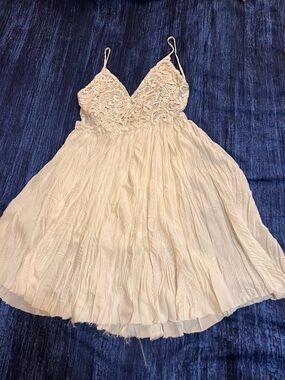 Olivaceous Crocheted Lace bodice Open Back Dress Size L